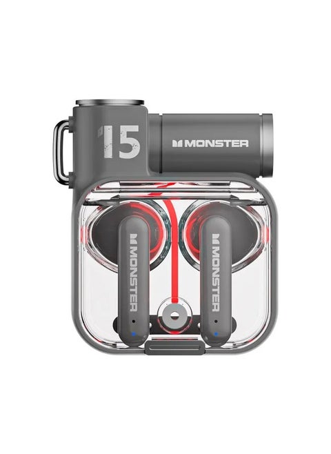 Monster XKT15 Wireless Bluetooth Earbuds Gaming Headphones Deep Bass Low Latency Game Headset with Built-in Microphone Noise Cancellation Black