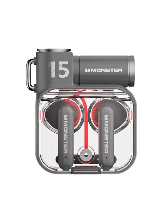 Monster XKT15 Wireless Bluetooth Earbuds Gaming Headphones Deep Bass Low Latency Game Headset with Built-in Microphone Noise Cancellation Black