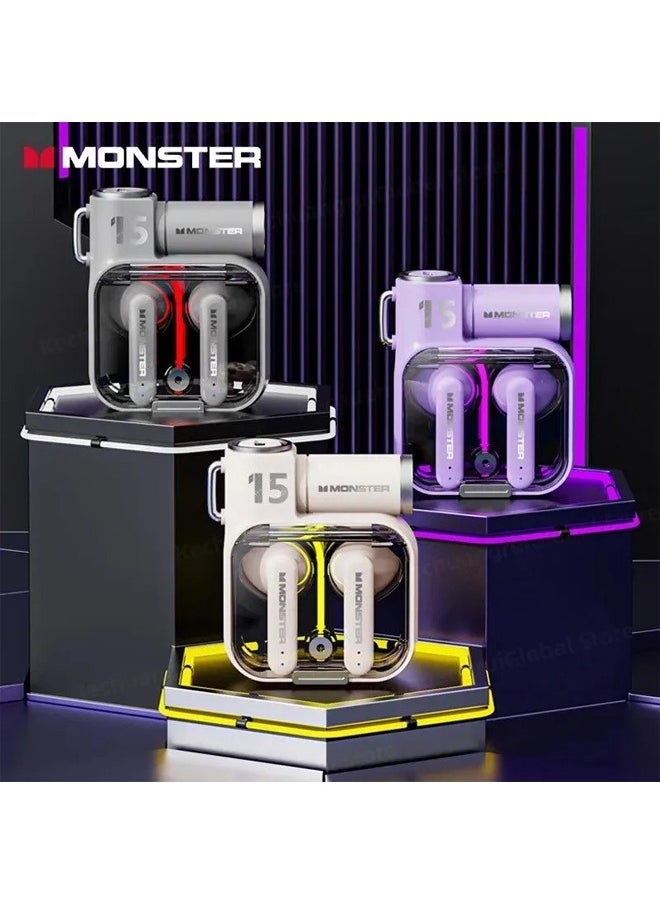 Monster XKT15 Wireless Bluetooth Earbuds Gaming Headphones Deep Bass Low Latency Game Headset with Built-in Microphone Noise Cancellation Black