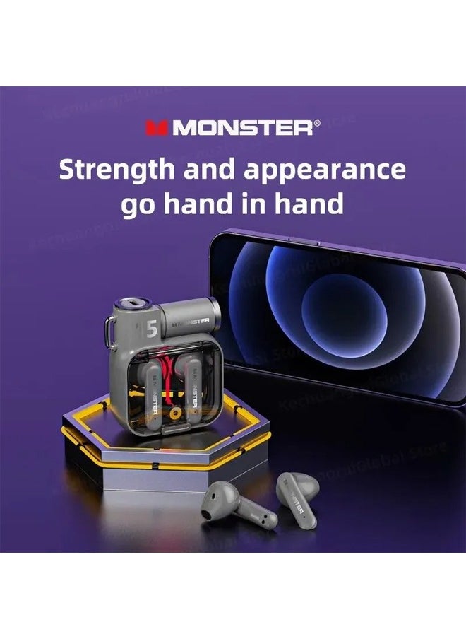 Monster XKT15 Wireless Bluetooth Earbuds Gaming Headphones Deep Bass Low Latency Game Headset with Built-in Microphone Noise Cancellation Black