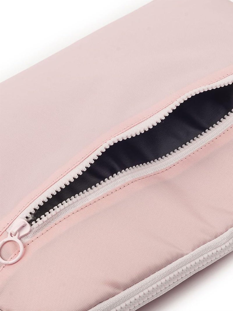 QIPS 14-Inch Laptop Sleeve – Slim PU-Coated Water-Resistant Case with Foam Padding & Front Pocket – Fits MacBook, Dell, Lenovo, HP – Lightweight Protective Sleeve for Work, School & Travel (Pink) - Image 4