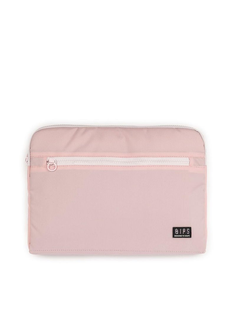 QIPS 14-Inch Laptop Sleeve – Slim PU-Coated Water-Resistant Case with Foam Padding & Front Pocket – Fits MacBook, Dell, Lenovo, HP – Lightweight Protective Sleeve for Work, School & Travel (Pink) - Image 1