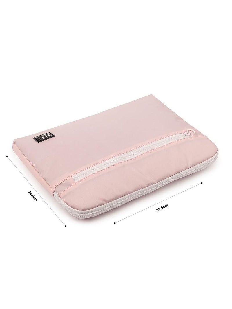 QIPS 14-Inch Laptop Sleeve – Slim PU-Coated Water-Resistant Case with Foam Padding & Front Pocket – Fits MacBook, Dell, Lenovo, HP – Lightweight Protective Sleeve for Work, School & Travel (Pink) - Image 3