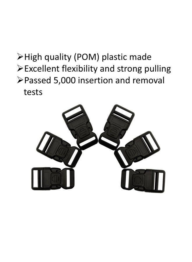 EesTeck 10 Set 1 Inch Flat Dual Adjustable Plastic Quick Side Release Plastic Buckles and Tri-Glide Slides for Luggage Straps Pet Collar Backpack Repairing (Black, Fit for 1”/25mm Webbing Straps) - Image 5