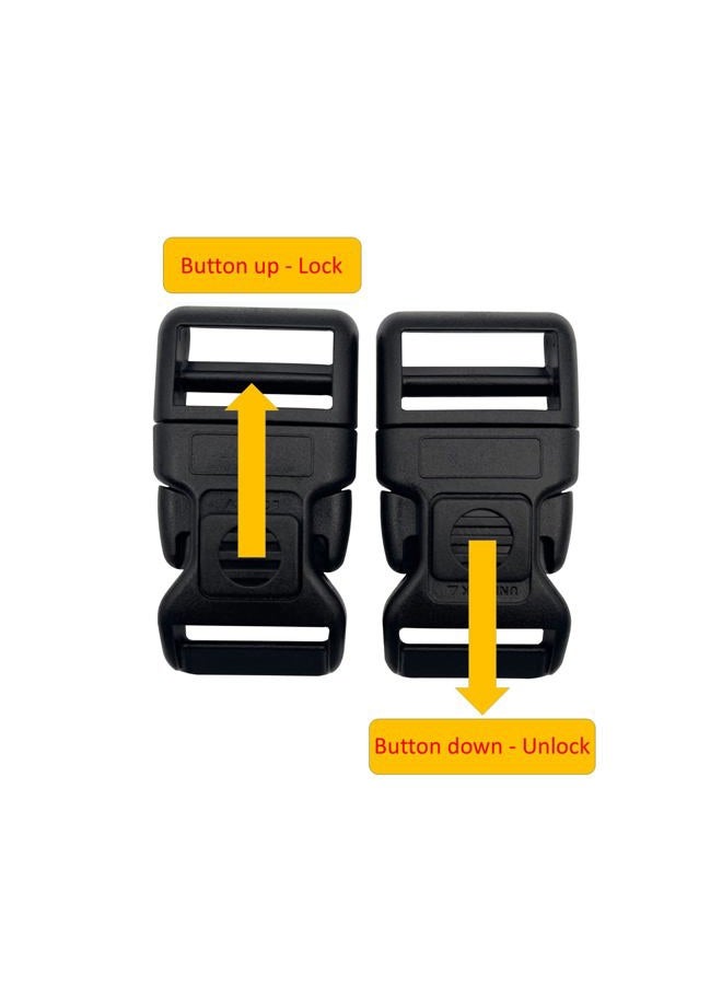 EesTeck 10 Set 1 Inch Flat Dual Adjustable Plastic Quick Side Release Plastic Buckles and Tri-Glide Slides for Luggage Straps Pet Collar Backpack Repairing (Black, Fit for 1”/25mm Webbing Straps) - Image 4