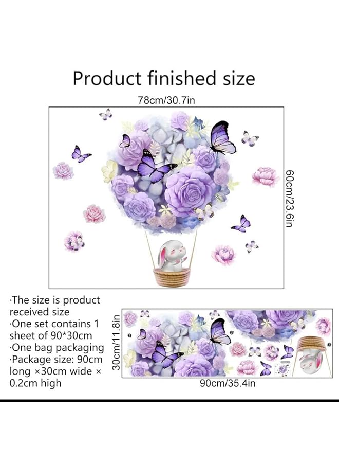 إيروريكس ملصقات حائط زهور أرجوانية على شكل فراشة وزهرة وملصقات حائط من الفينيل قابلة للإزالة واللصق لورق الحائط لغرفة المعيشة وغرفة الأطفال وغرفة اللعب - Image 4