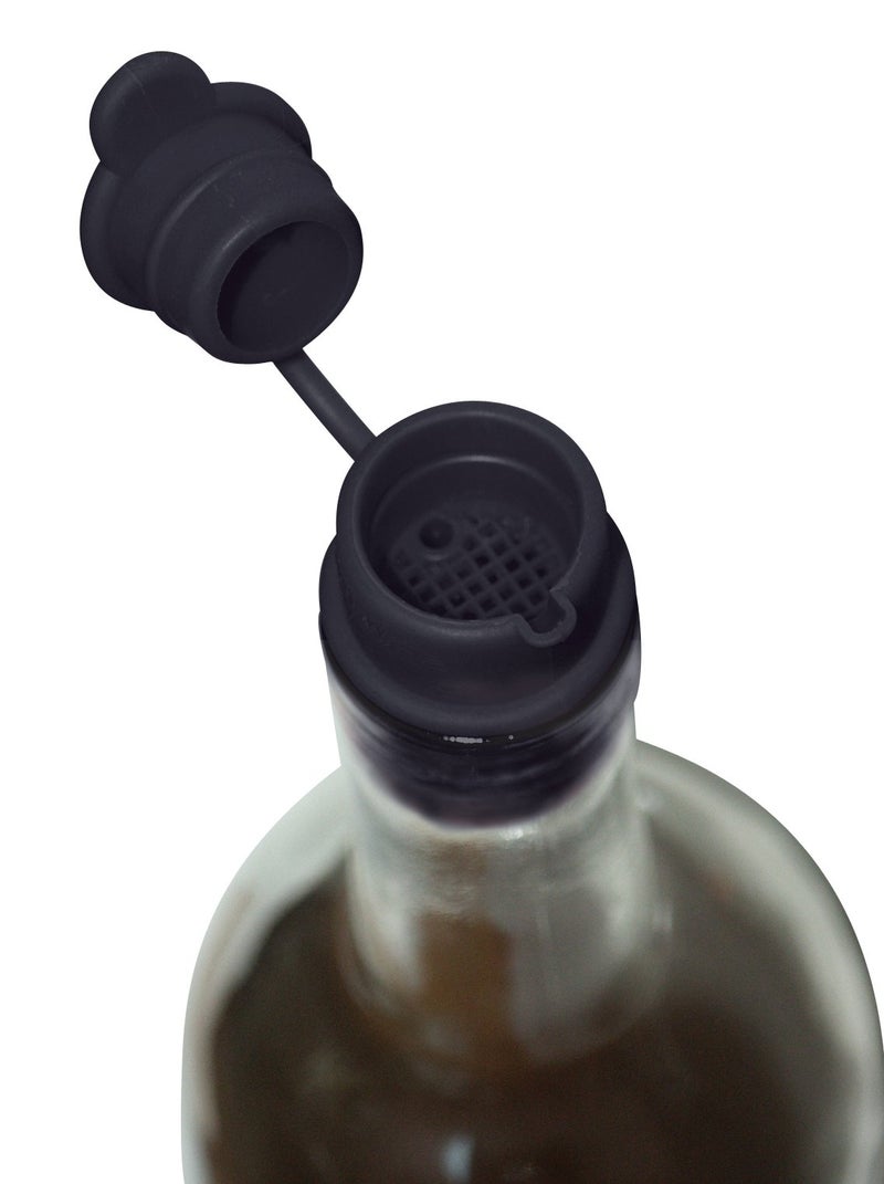 Haley's Corker Haley’s Corker Harold Import Co Wine Stopper Set of 4, Black - Image 2
