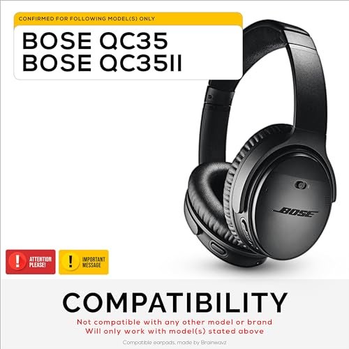 BRAINWAVZ Replacement Earpads for Bose QuietComfort 35 QC35 35 II QC35 ii Headphones With Memory Foam Leather Added Thickness for Better Comfort Noise Isolation - Image 3