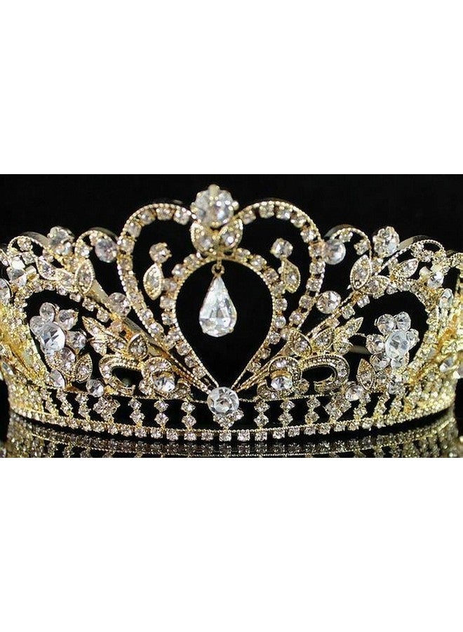 Janefashions Gorgeous Clear Austrian Rhinestone Crystal Hair Tiara Crown Headband Bridal Prom H1339 Gold Tone - Image 2