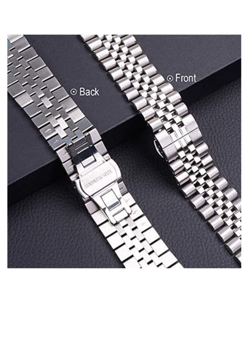 ELTRAZONE Compatible with Apple Watch Band 41mm 40mm 38mm, Stainless Steel Heavy Band with Butterfly Folding Clasp Link Bracelet for iWatch Series8/7/6 /SE Series 5/4/3/Men Women,Silver - Image 4