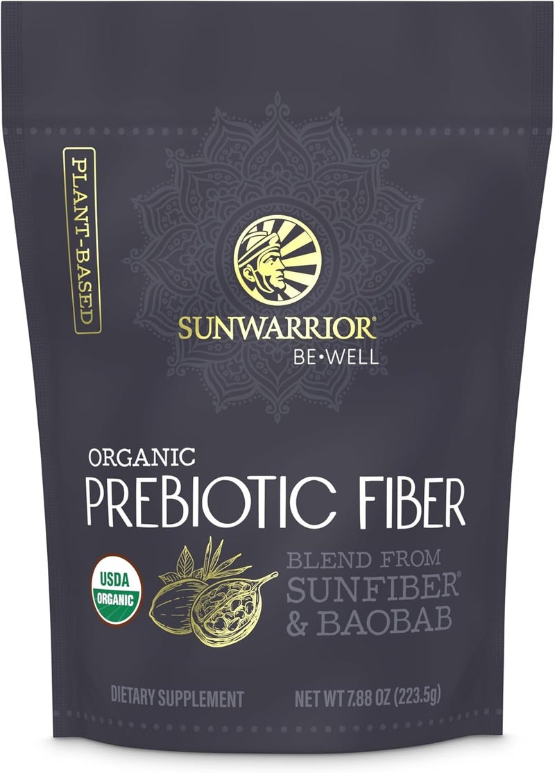 Sunwarrior Fiber Supplement Prebiotic Organic  Vegan Fiber Supplement PlantPowered Gut Health Booster with Pure Ingredients for Digestive Harmony  Vegan  NonGMO  8oz Pouch 30 SRV Be Well - Image 1