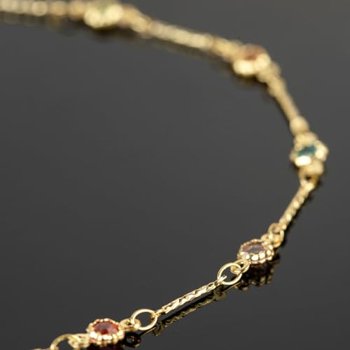 YOUBEIYEE 16.4 Feet Colorful Crystal Chain for Jewelry Making 18K Gold Plated Brass Jewelry Chains Bulk Light Gold Bar Chain Link Necklace Bracelet DIY for Women - Image 5