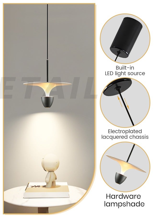 YATAI LIGHTING Modern LED Pendant Light, 10W Black Glass Hanging Lamp, Adjustable Height LED Pendant light, 4500K Warm White for Dining Table, Kitchen Island, and Bedroom  - Image 3