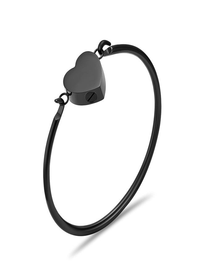 Hearbeingt Heart Urn Bracelet for Ashes Cremation Jewelry Stainless Steel Memorial Bracelets for Women Ash Holder for Human Pets Keepsake Jewelry for Loved Ones with Fill Tool(Black) - Image 1