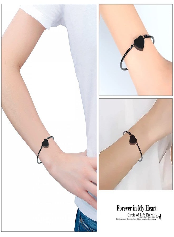 Hearbeingt Heart Urn Bracelet for Ashes Cremation Jewelry Stainless Steel Memorial Bracelets for Women Ash Holder for Human Pets Keepsake Jewelry for Loved Ones with Fill Tool(Black) - Image 3