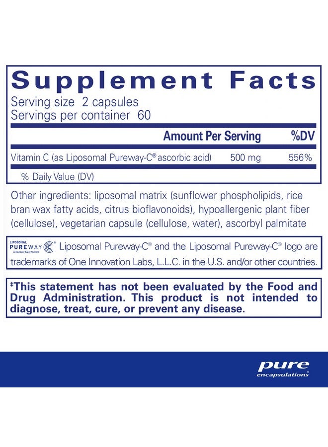 Pure Encapsulations Liposomal Vitamin C - Immune Support Supplement* - Antioxidant Nourishment - Daily Vitamin - Non-GMO & Gluten Free - 120 Capsules - Image 2