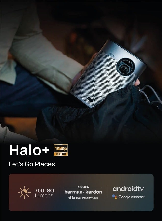 إكسجيمي بروجكتور هالو بلس فل إتش دي طويل المدى محمول،  لومن آيزو، شاشة حتى  بوصة، سماعات هارمان كاردون   واط، بطارية مدمجة . ساعة، للمنزلالمكتبالتخييمالسفر - رمادي فضائي - Image 2