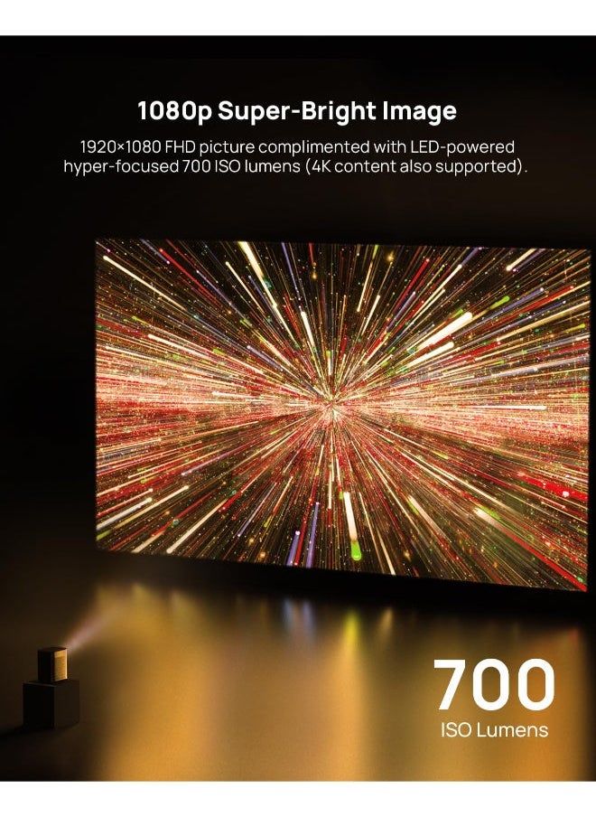 XGIMI Halo+ Full HD Long Throw Portable Projector, 700 ISO Lumens, Up to 200 Inch Screen Size, 2x 5W Harman/Kardon Speakers, Built-in 2.5Hrs Battery, for Home/Office/Camping/Travel - Space Grey  - Image 3