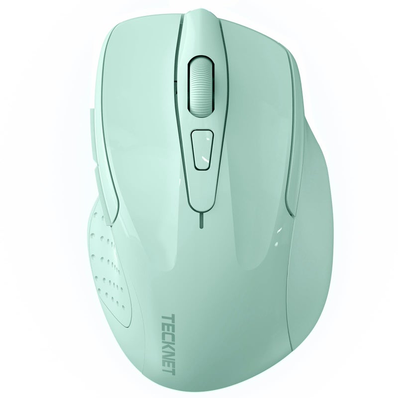 TECKNET Wireless Mouse (2.4G & BT5.0/3.0) Silent 4800 DPI Computer USB A & Bluetooth Mouse 6 Buttons, Wide Compatibility - Green - Image 1