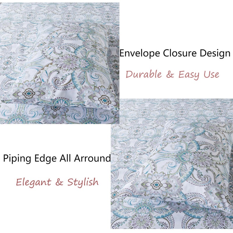 FADFAY Blue Paisley Sheets Set King Classic Boho Paisley Bedding Luxurious Bohemian Damask Paisley Bed Sheet Breathable 100% Egyptian Cotton 800 Thread Count Deep Pocket Fitted Sheet 4Pcs, King Size - Image 5