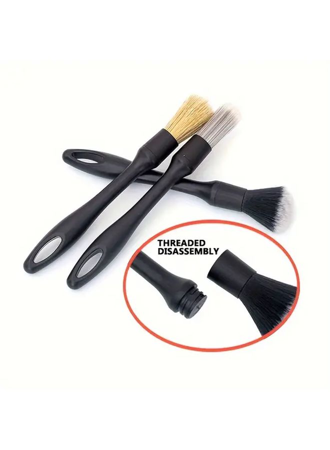 3 Piece Car Detailing Brush Set With Zipper Bag Wheel And Interior Gap Cleaning - Image 4