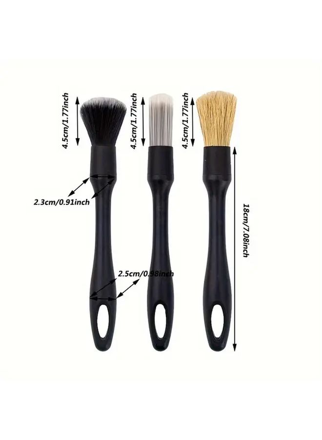 3 Piece Car Detailing Brush Set With Zipper Bag Wheel And Interior Gap Cleaning - Image 2