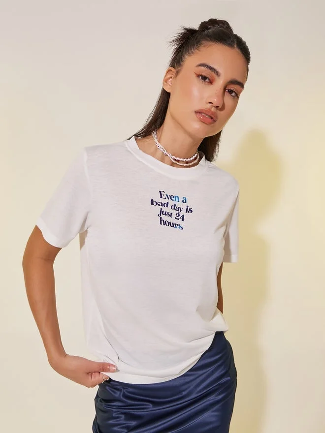 Take Two Take Two Slogan Print Round Neck T-Shirt