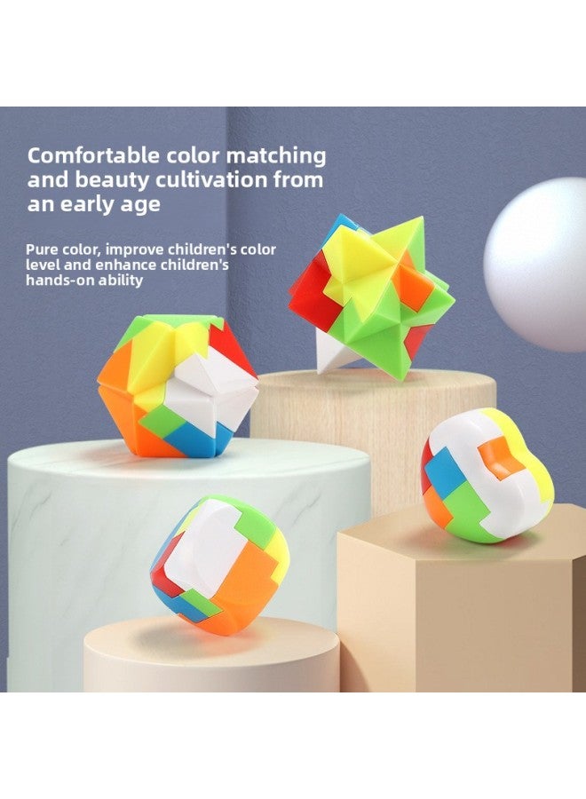 Loquat Lu Ban Lock Kong Ming Lock Complete Set Of Children's Educational Thinking Training Intelligence Unlock 812-year-old Primary School Students' Building Blocks Toys-Color:【advanced Style】 10-piece Set - Image 3