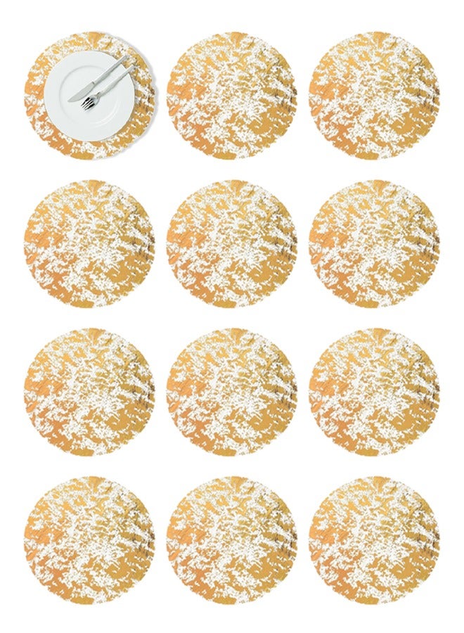 SAROR 12 disposable 13 inch circular gold foil mesh home decor placemats create a stylish dining table - perfect for dining, weddings, parties, and more