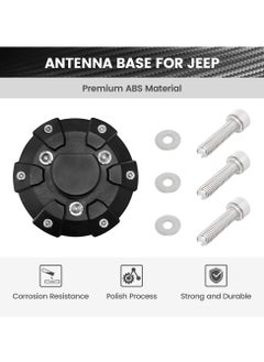 SYOSI Antenna Base Cover for Jeep 2007-2022 Wrangler JK JKU JL JLU Gladiator JT, Steel ABS Antenna Mount Car Aerial Bottom Cover Trim  - Image 4
