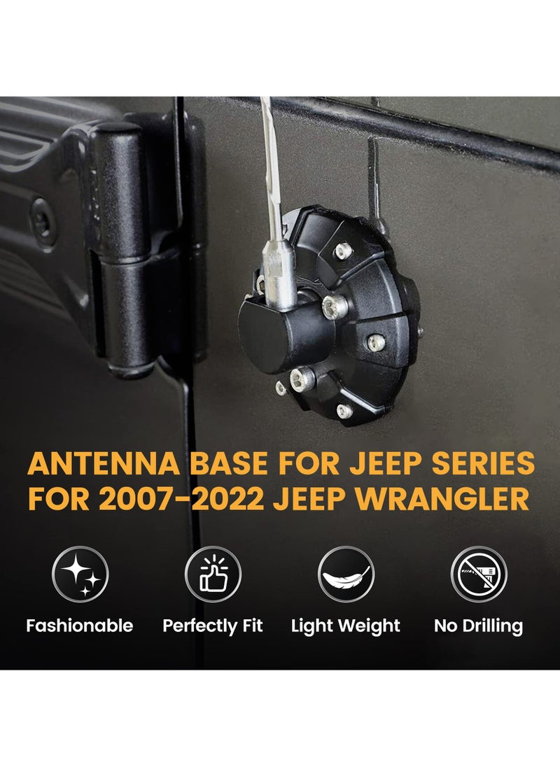سيوسي غطاء قاعدة الهوائي لجيب Wrangler JK JKU JL JLU Gladiator JT من عام ٢٠٠٧ إلى عام ٢٠٢٢، قاعدة فولاذية ABS لتثبيت الهوائي في السيارة  - Image 2