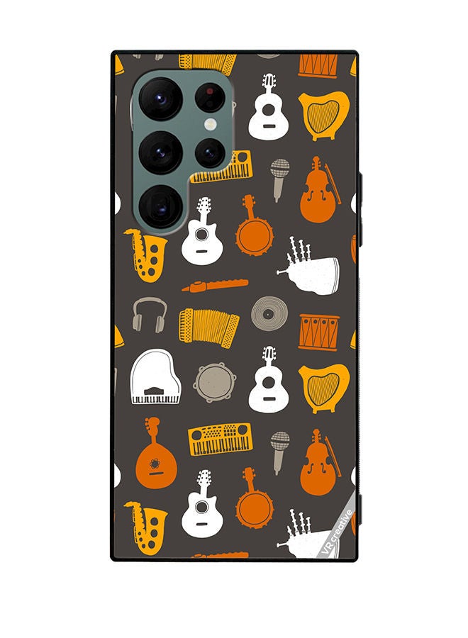 VR CREATIVE Protective Case Cover For Samsung Galaxy S22 Ultra 5G Musical Instruments Flat Design Multicolour - Image 1