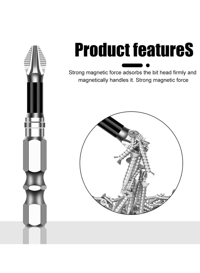 10PCS Magnetic Screwdriver Bit Set 10pcs Anti Slip Screwdriver Bits Set 1/4 Inch Hex Shank S2 Steel Phillips Cross Slot PH2 Screwdriver Bits Mixed Length(70MM)  - Image 4