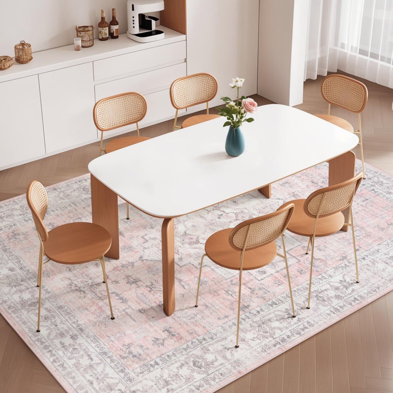 LIVEBOX Pink 6x9 Area Rug for Bedroom Girls, Boho Washable Rugs for Living Room Nursery, Non-Slip Indoor Soft Carpet Low-Pile Farmhouse Carpets for Dining Room Kids Playroom, Pink - Image 2