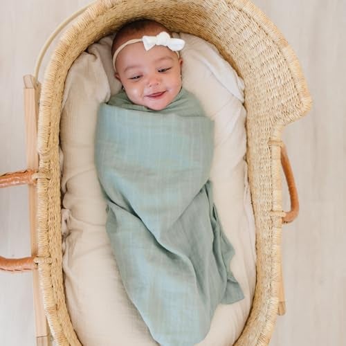 Pondering Pine Organic Baby Muslin Swaddle Blankets for Boy or Girl - Eucalyptus Leaves and Sage Swaddling Blanket 2 Pack - Soft Muslin, XLarge and Breathable, Boho Baby, 47" X 47" - Image 4