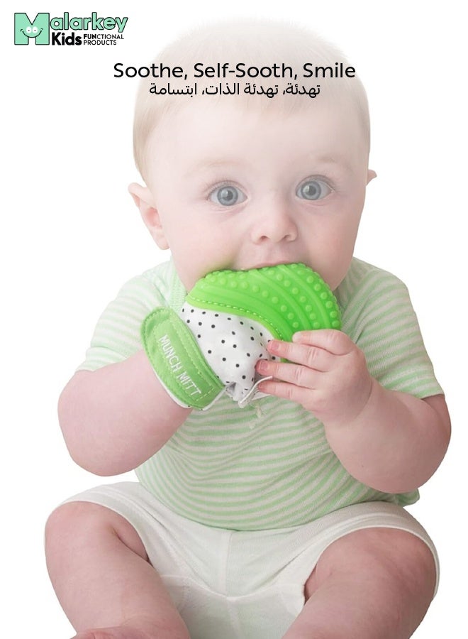 Malarkey Kids Munch Mitt Teething Mitt | Soft Silicone Baby Teething Glove | Adjustable Strap | Machine Washable | 3M+ | Product Dimensions: L 8 x B 2 x H 10.5 cm - Image 2