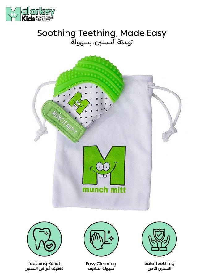 Malarkey Kids Munch Mitt Teething Mitt | Soft Silicone Baby Teething Glove | Adjustable Strap | Machine Washable | 3M+ | Product Dimensions: L 8 x B 2 x H 10.5 cm - Image 3