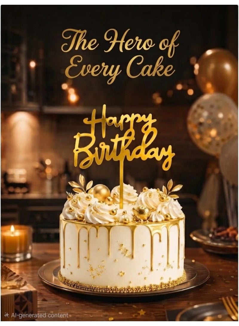 We Happy Happy Birthday Cake Topper Mirrored Acrylic Cupcake Topper Perfect for Decorations and Party Supplies Silver - Image 5