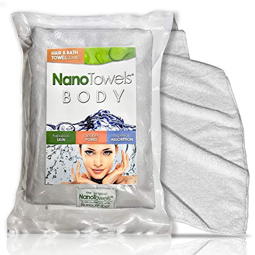 Life Miracle Nano Towels Body Bath & Shower Towel. Huge & Super Absorbent. Wipes Away Dirt, Oil and Cosmetics. Use As Your Sports, Travel, Fitness, Kids, Beauty, Spa Or Salon Luxury Towel. (20 x 40", Grey) - Image 1