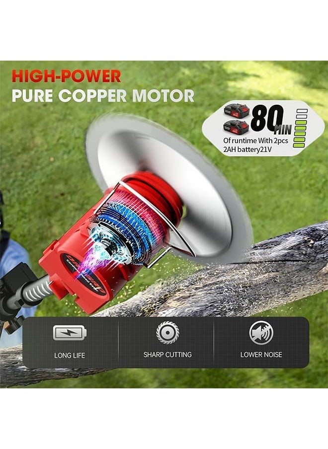 L&E Electric Weed Wacker with Wheels, Battery Operated Weed Eater Cordless, 3 in 1 Lightweight Edger Brush Cutter Weed Trimmer, Stringless Grass Trimmer Mower w/ 2 Battery 1 Charger  - Image 5