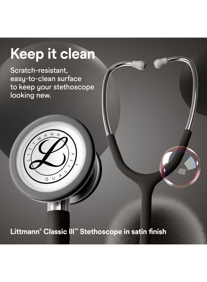 3M Littmann Stethoscope, 5620c, Classic Iii Black Tube for More Than 2x as Loud, Weighs Less, Stainless Steel Chestpiece, 27" Black Tube - Image 5