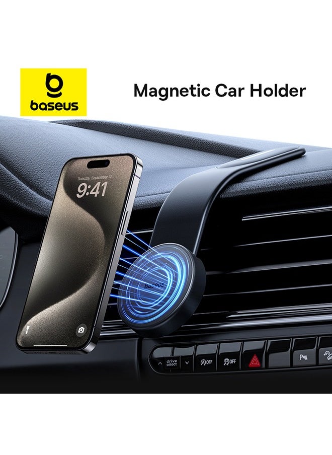 General - Magnetic Phone Holder for Car, MagSafe Dash Mount Compatible with iPhone 15 Pro Max, 15 Pro, 15 Plus, 14/13/12 Series, Tesla Car Bendable Memory Titanium Alloy for All Dashboard, Windshield Black - Image 1