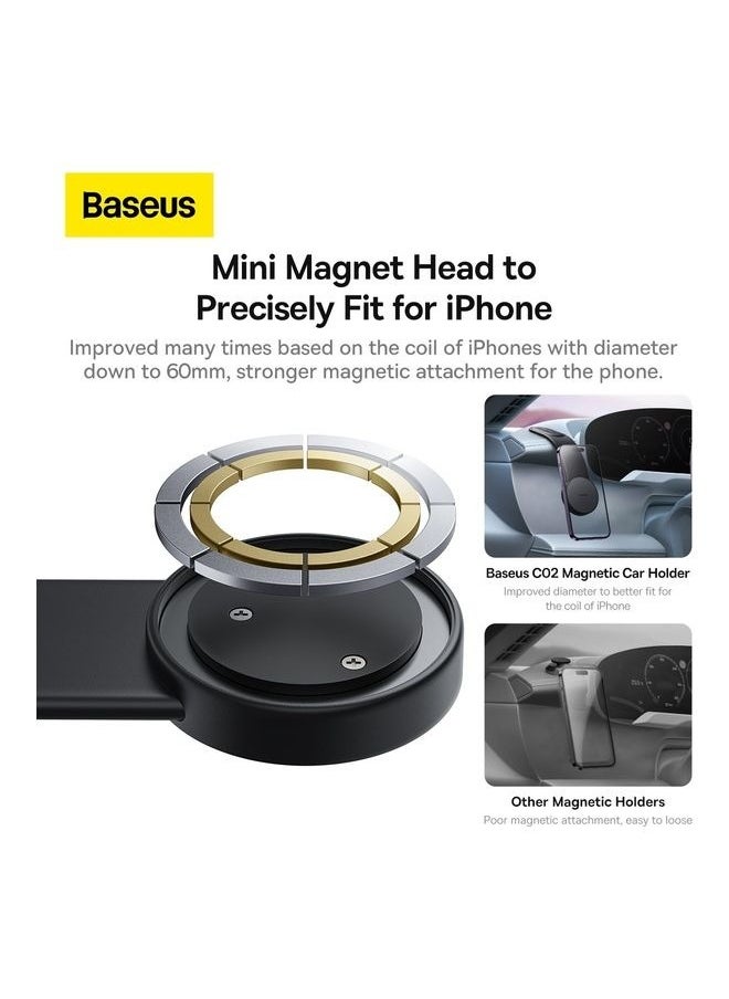 General - Magnetic Phone Holder for Car, MagSafe Dash Mount Compatible with iPhone 15 Pro Max, 15 Pro, 15 Plus, 14/13/12 Series, Tesla Car Bendable Memory Titanium Alloy for All Dashboard, Windshield Black - Image 1