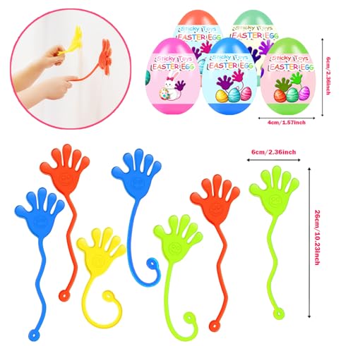 Holydeck 24 Pack Prefilled Easter Eggs with Sticky Hand Toys for Kids Girls Boys Easter Basket Stuffers Party Favors Egg Fillers Classroom Prizes - Image 5