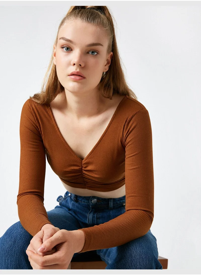 كوتون Long Sleeve Crop Blouse