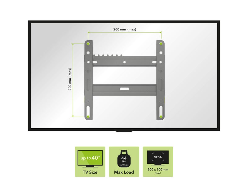 AVF EL200B-A Flat to Wall Low Profile TV Mount Black, for Most 25”, 28”, 30”, 32”, 37”, 39”, 40” TV or Monitor, Universal Wall Mounting Bracket, VESA 50x50 to 200x200, Easy to Install - Image 3