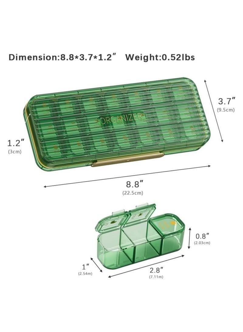 Arabest 7-Day Pill Organizer, Portable Weekly Medicine Box with 21 Large Compartments (Green), medicine organizer, pill organizer, medicine box, pill box - Image 5