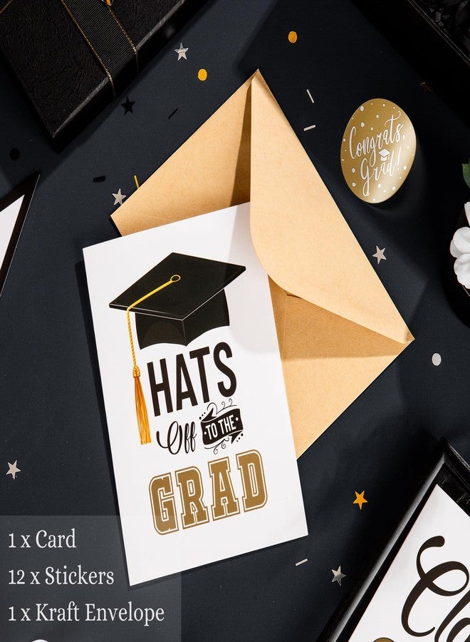 Paper Play Elegant Graduation Card (Hats Off to the Grad), 5x7 Inches with Gold Foil Detailing and Kraft Envelope - Congratulations Card, Suitable for High School, College, University Graduations - Image 2