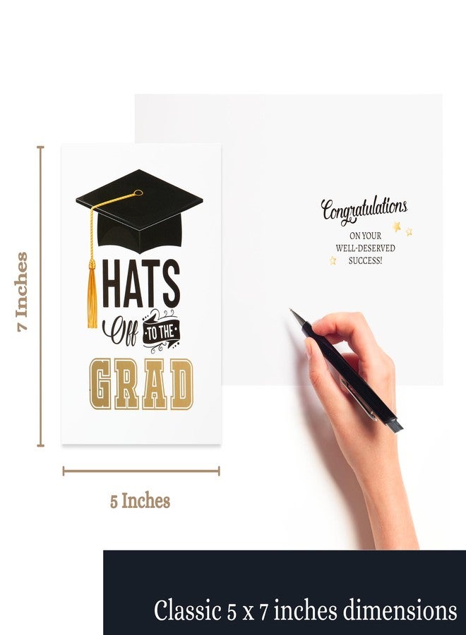 Paper Play Elegant Graduation Card (Hats Off to the Grad), 5x7 Inches with Gold Foil Detailing and Kraft Envelope - Congratulations Card, Suitable for High School, College, University Graduations - Image 4