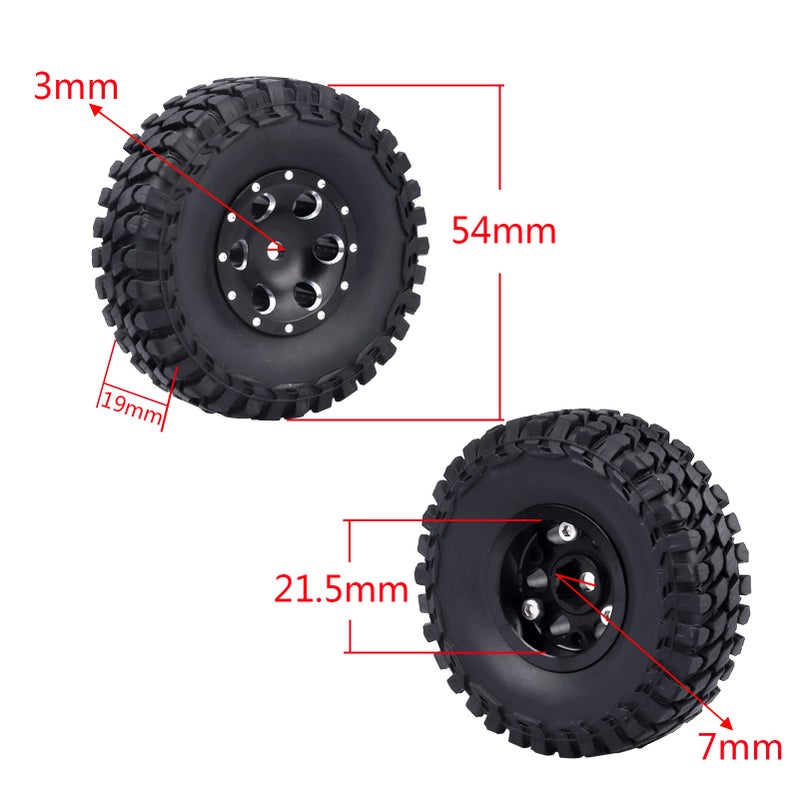 Hobbypark 1.0 Beadlock Wheels and Tires 4Pcs Metal Micro Crawler Tires with Extended Wheel Spacers Offsets for 1/24 RC Crawler Car Axial SCX24 90081 Deadbolt Truck - Image 3